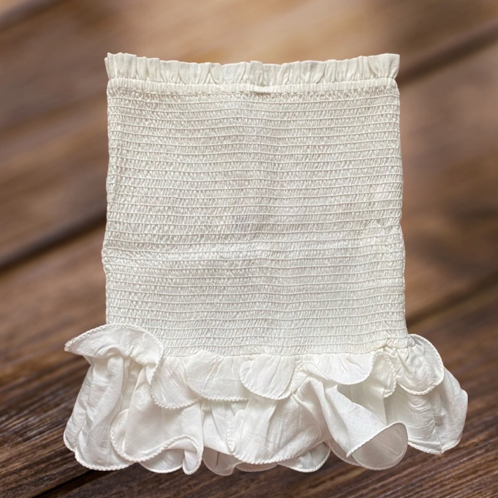 NWOT Do+Be White Smocked Ruffle Skirt/Tube Top Sz Small